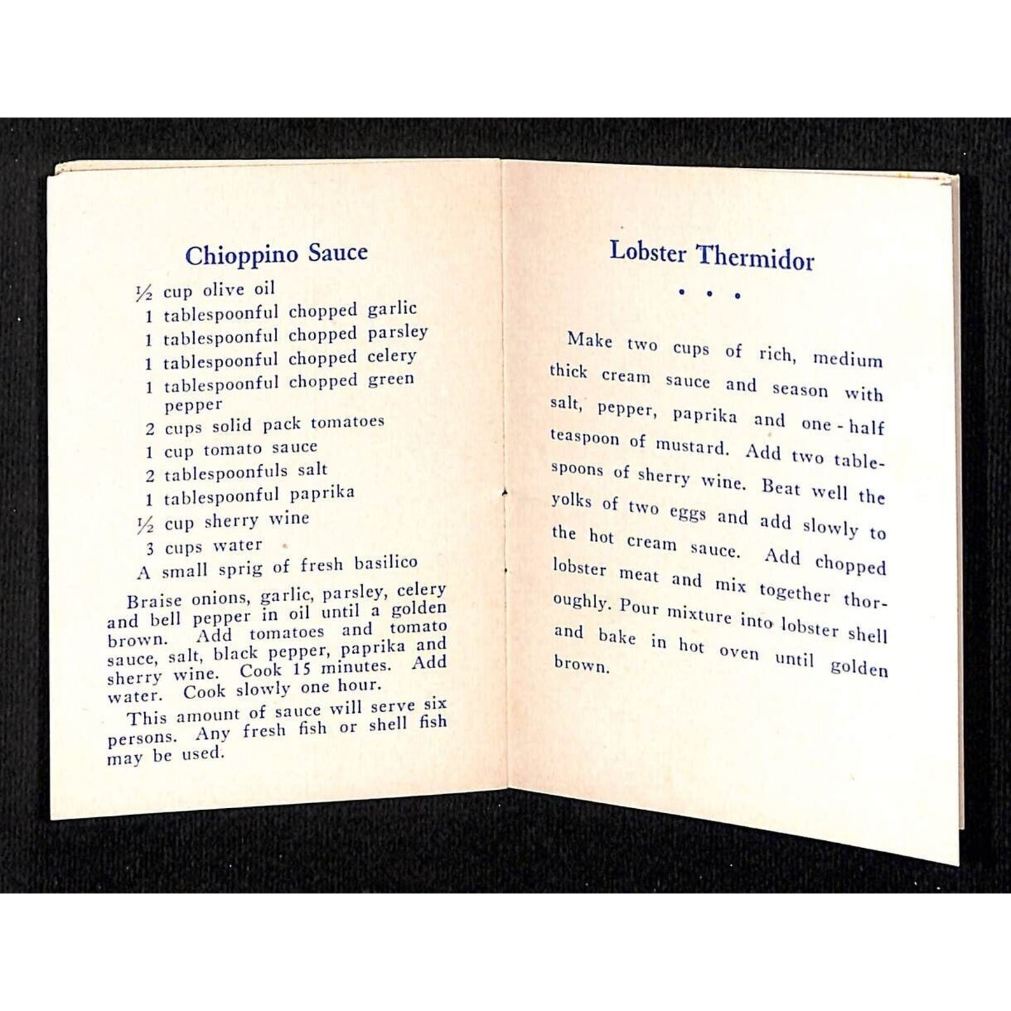 Fishermen's Grotto Restaurant San Francisco Small Recipe Book 12pp c1940's