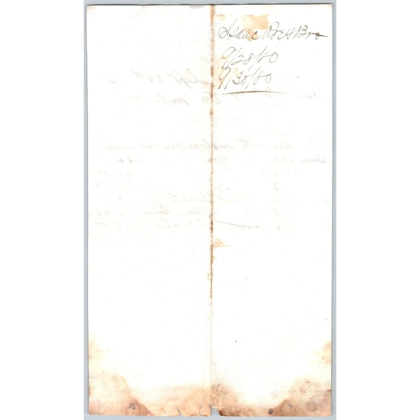 Isaac Roe & Brother, Bankers Bannack City, MT 1880 Billhead to Henry Elling*