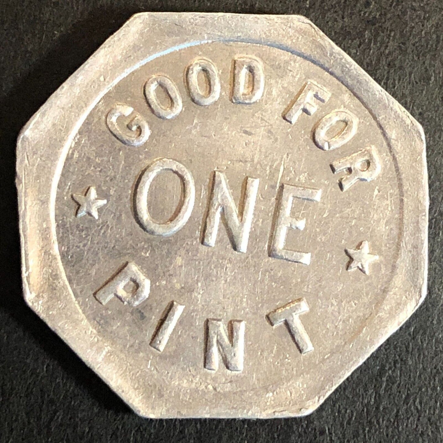 Home Dairy Marysville, CA Alum Hex Trade Token G/F One Pint 25.6mm c1920's-40