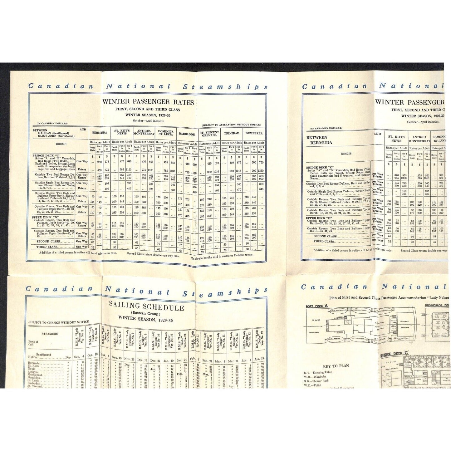 Canadian National Steamships 1929 British West Indies Brochure 17" x 22 3/4"