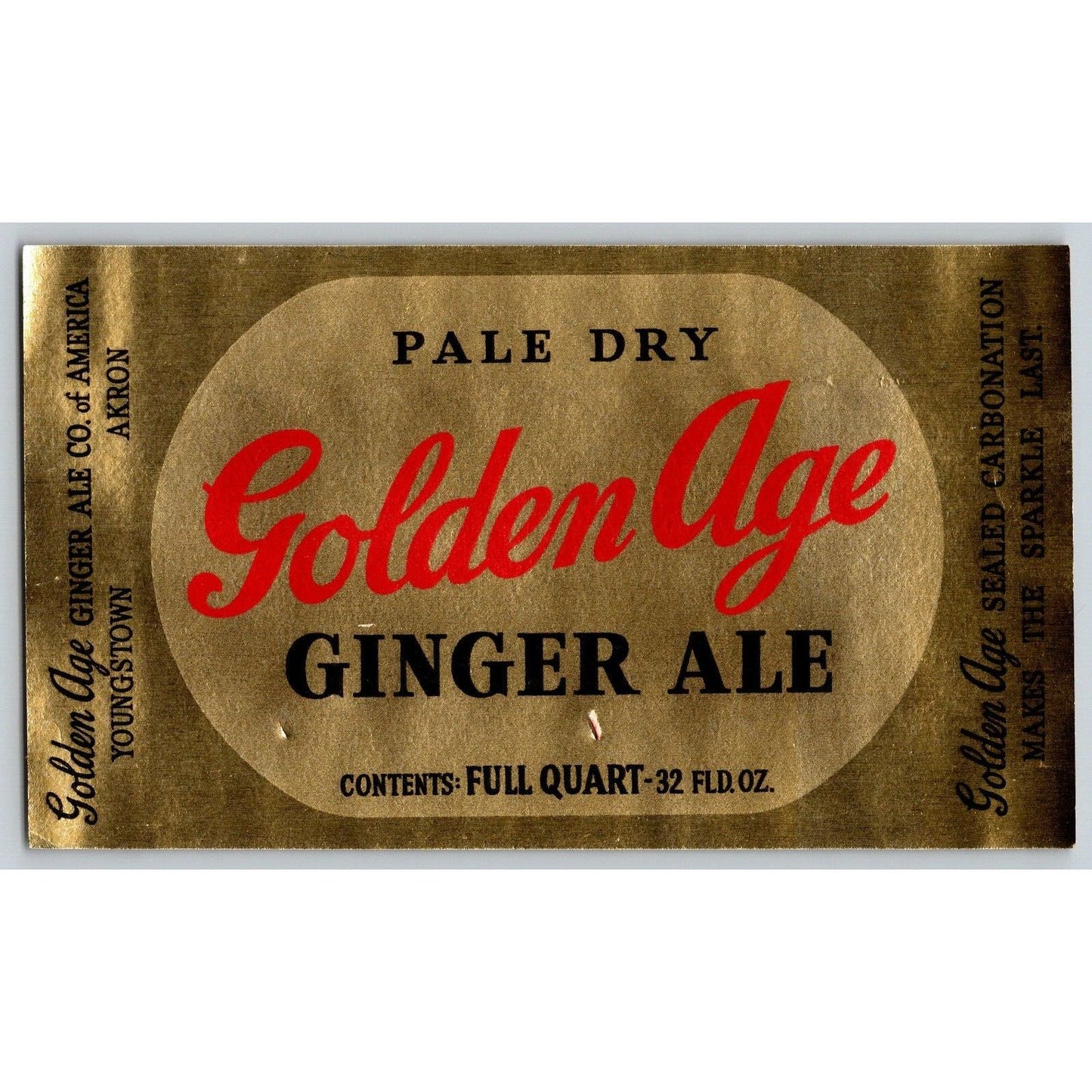 Group of 5 Golden Age Beverages Foil / Paper Soda Label Youngstown, OH c1940's