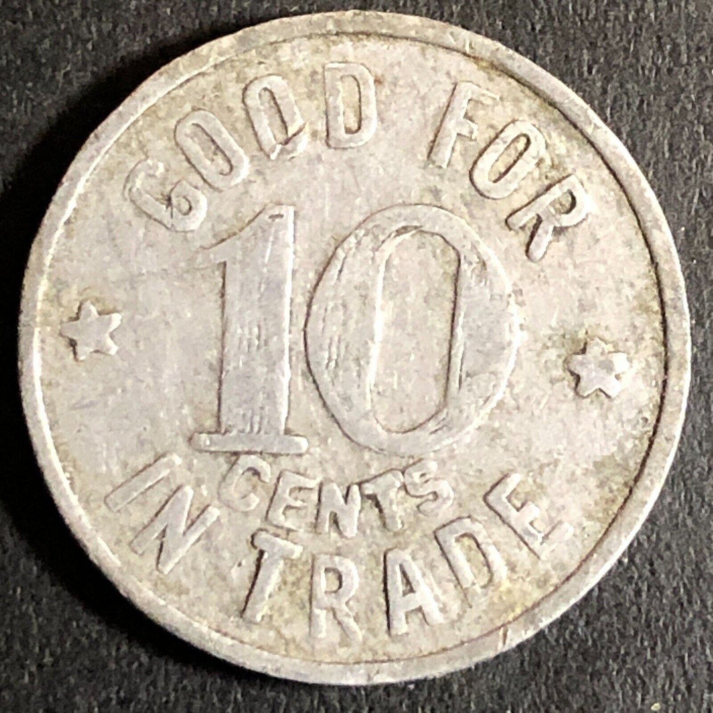 Dunlap (Charles / Cigars) Woodland CA G/F 10c Alum Trade Token 21mm c1920's