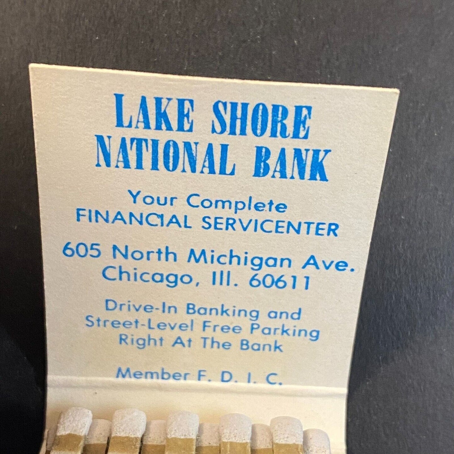 Lake Shore National Bank Chicago c1965-73 Full Matchbook