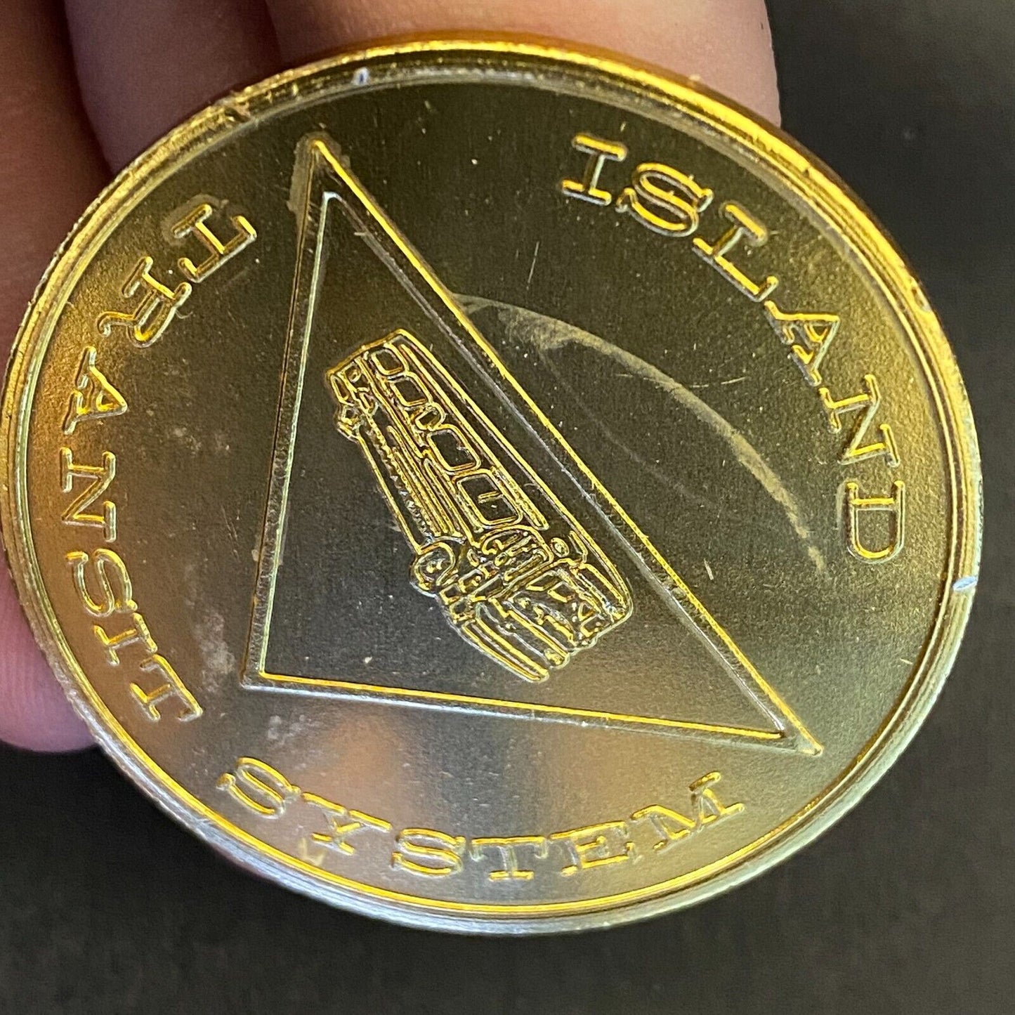 Island Transit System (Jones Beach) c1968-70's Alum Gold Bus Transit Token 38mm