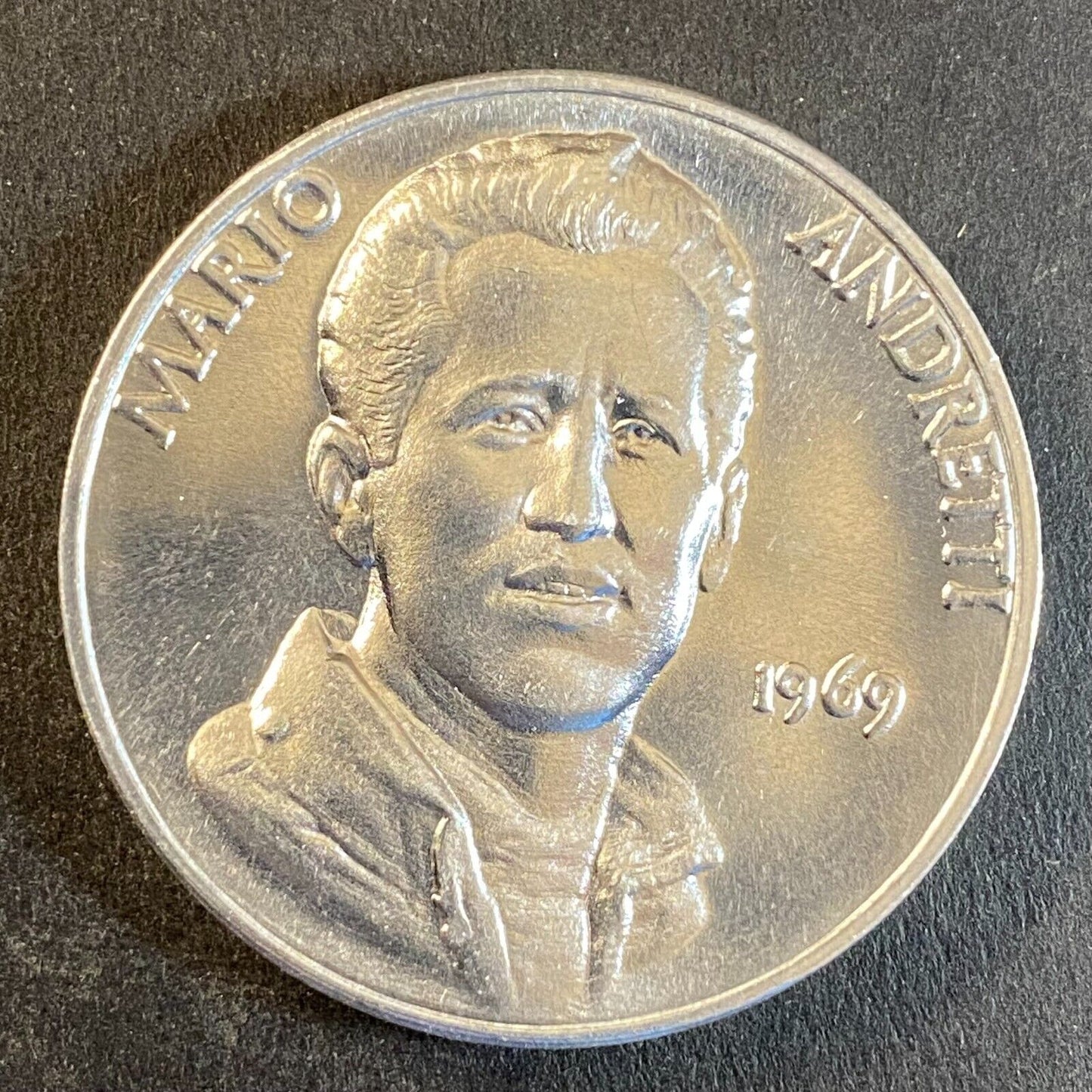 Mario Andretti 1969 Indy 500 Winner USAC Adams Mint Medallion 38m w/ Case VGC
