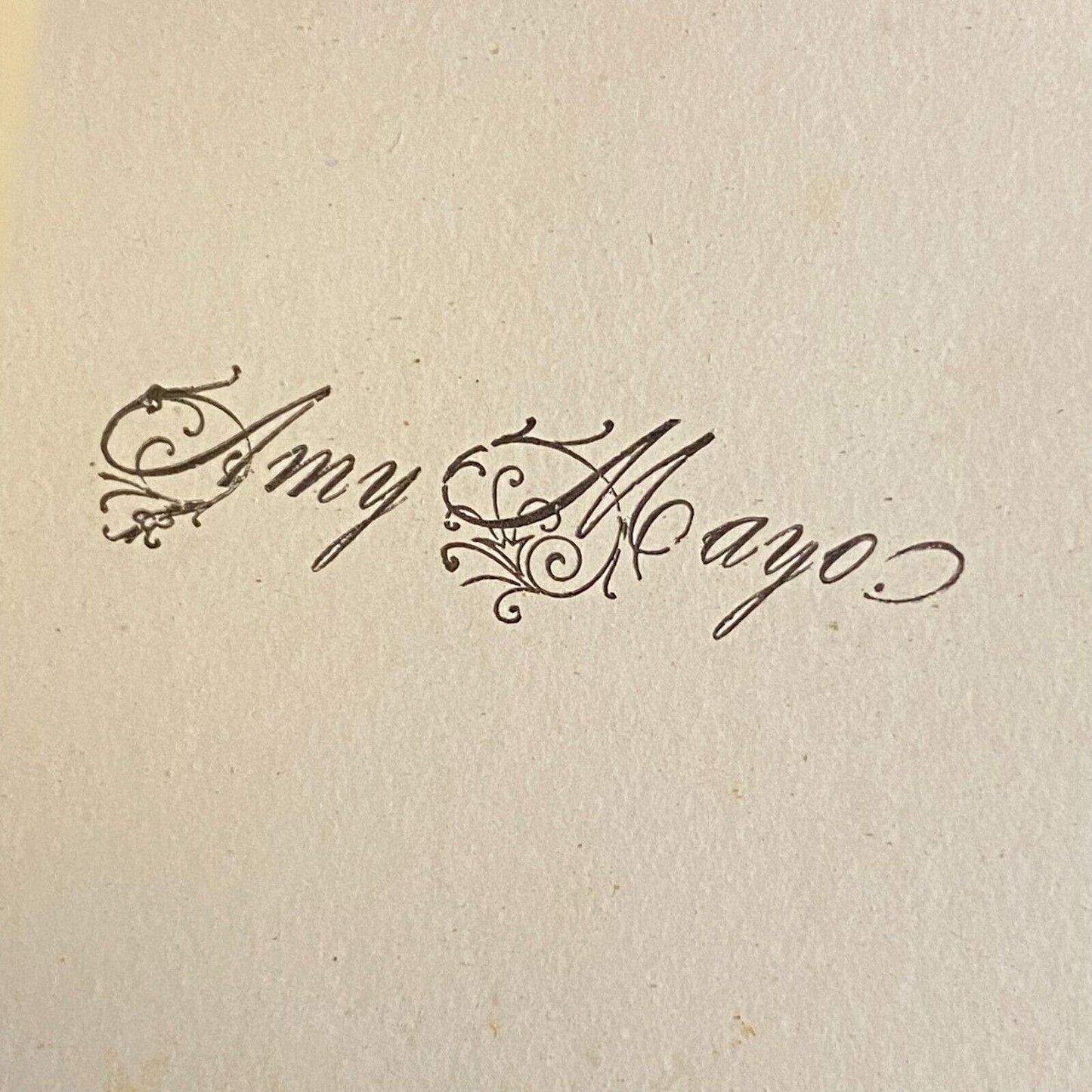 "Amy Mayo" Victorian Hidden Name Card "Sweet Remembrance" Woman Hand