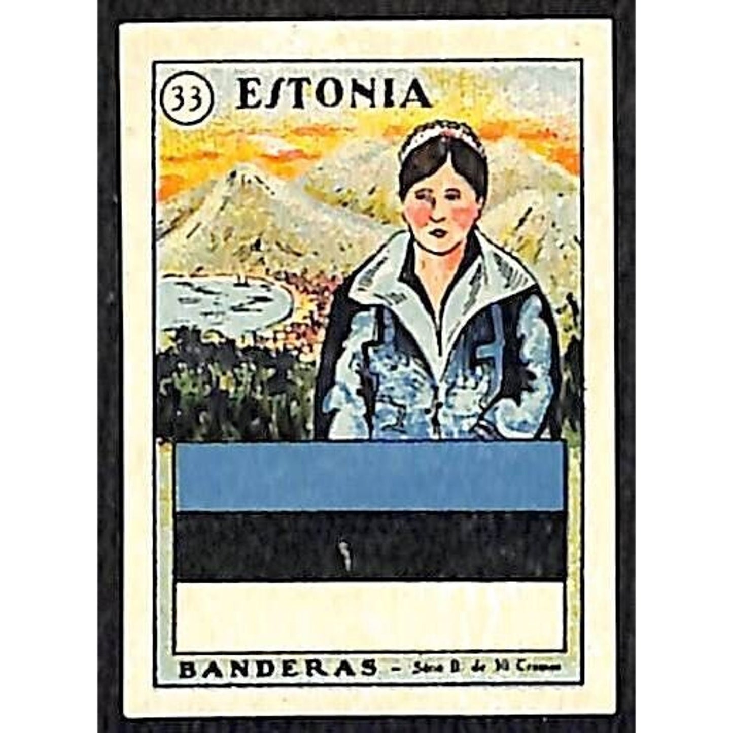 Estonia Country Banderas / Flag Matchbox Label Series Vintage #33