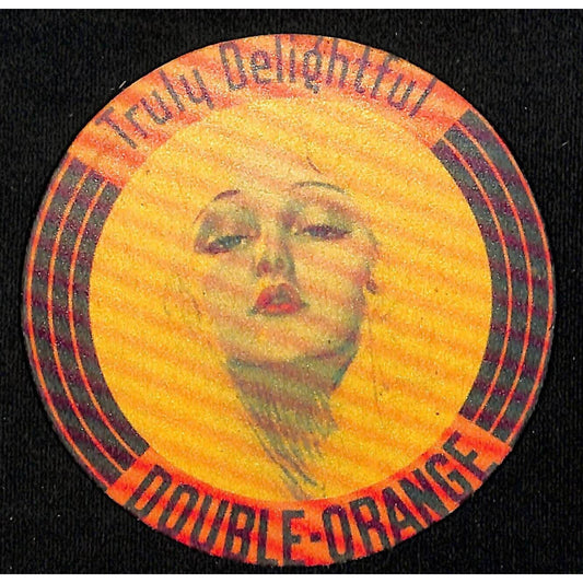 Double-Orange Beverage Coaster 4" w/ Cork Bottom VGC - Modern / Reproduction