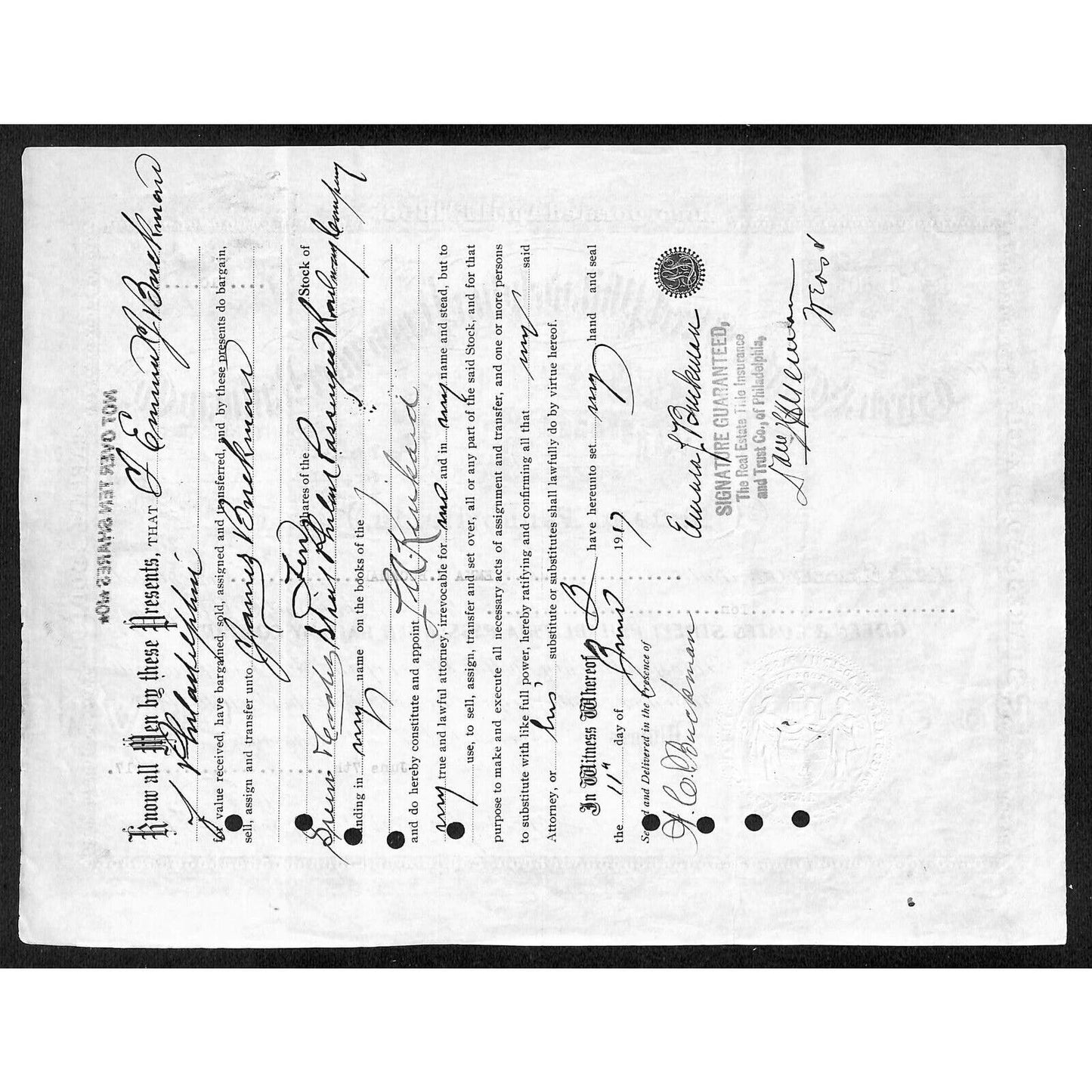 Green & Coates Street Philadelphia Passenger RY 1917 Stock Certificate #4360
