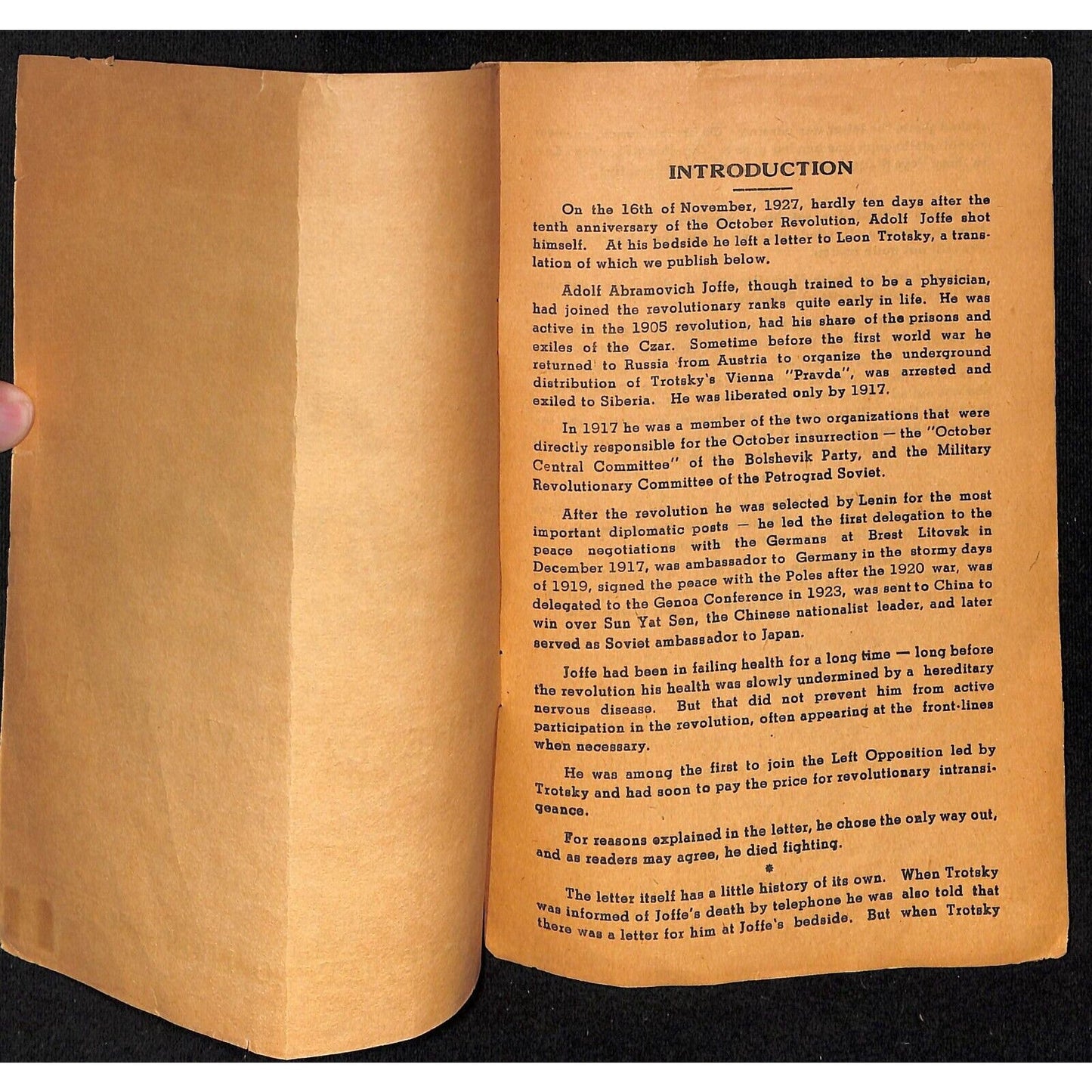 "The Last Words of Adolf Joffe - A Letter to Leon Trotsky" 1950 7pp 1950