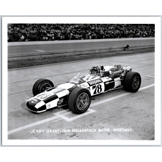 Jerry Grant #78 1968 Indianapolis Motor Speedway 8" x 10" Photo IMS Stamp VGC