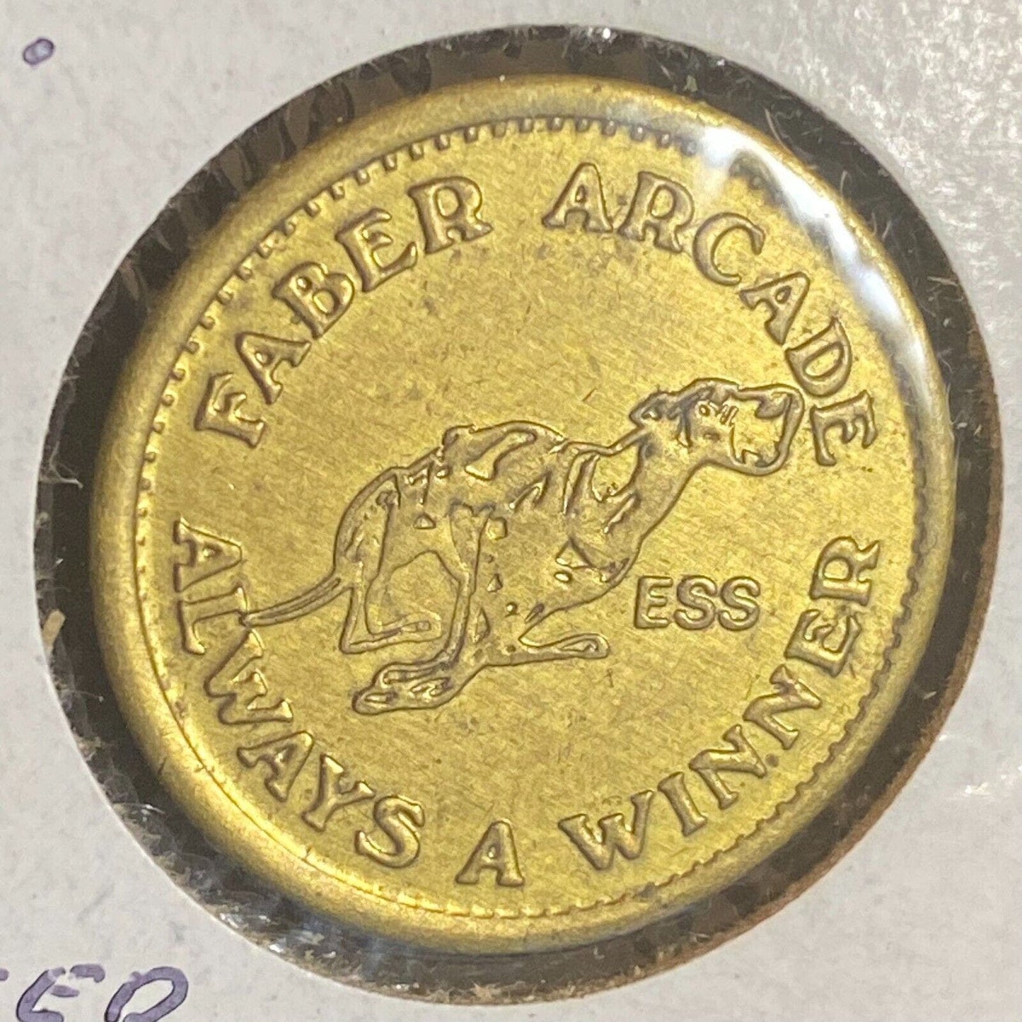 Faber Arcade Union Station Chicago Brass Token 23mm Train / Racing Dog Art VGC