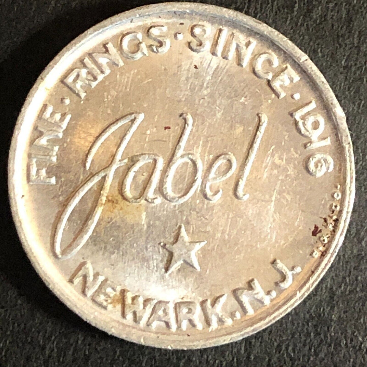 Jabel Fine Rings (Jewelry) Newark, NJ Aluminum Trade Token 20mm Scarce