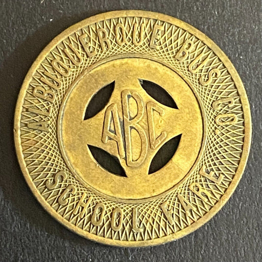 Albuquerque Bus Co. "Good on School Days Only" Transit Token - 23mm (1)