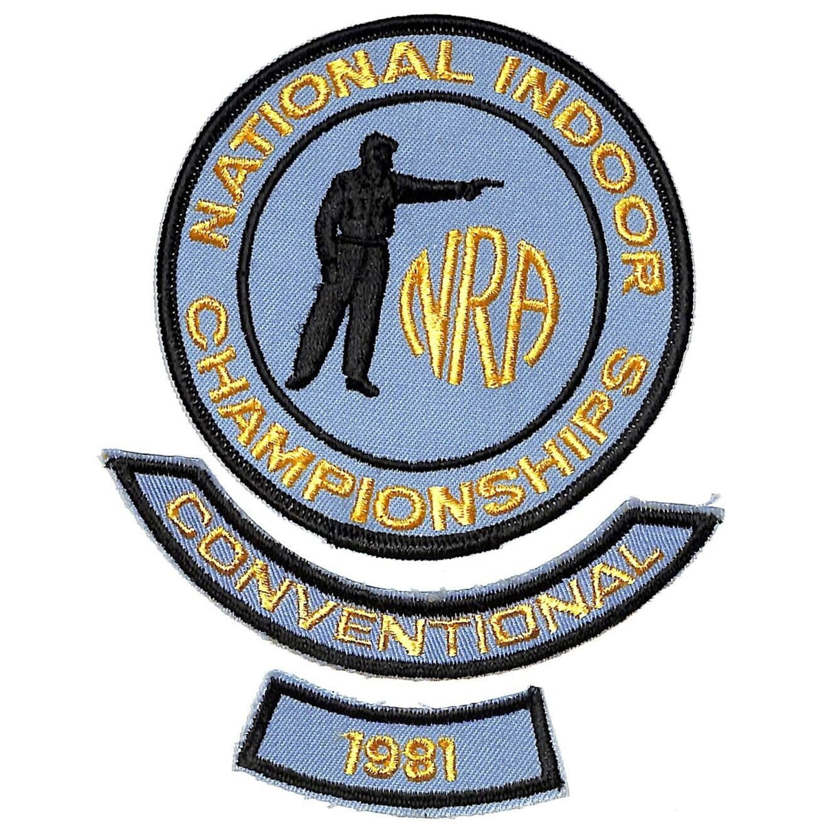 NRA 1981 National Indoor Championship Embr. Patch Set 4" VGC