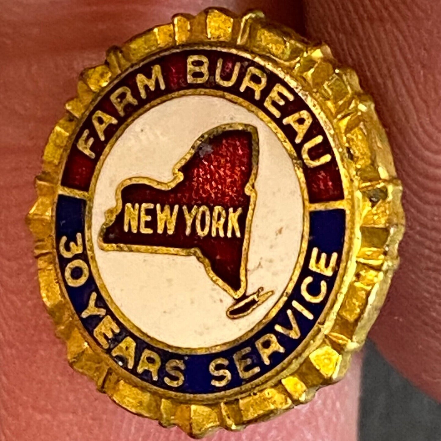 New York Farm Bureau 30 Years Service Color Enameled Lapel Pin 14mm