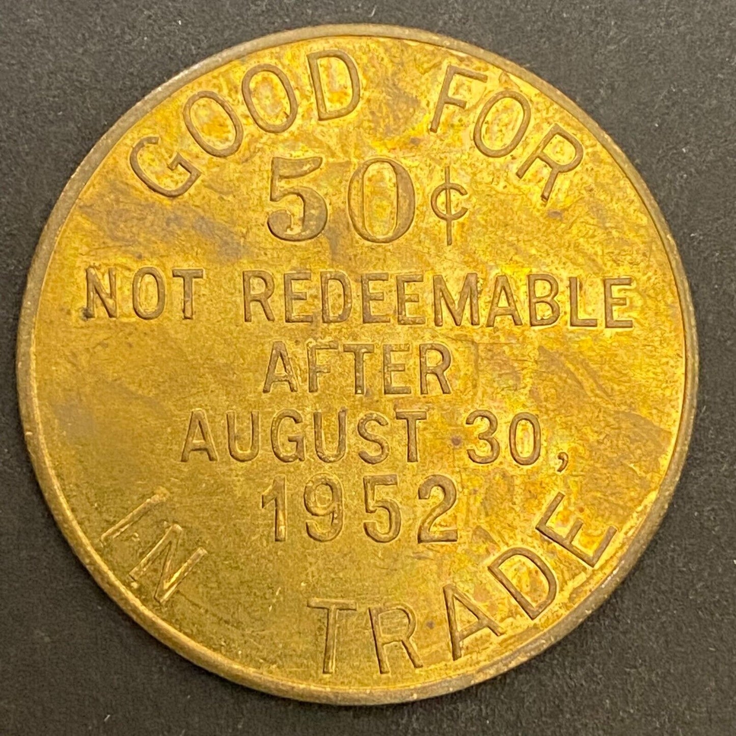 Newark, Ohio Sesquicentennial 1802 - 1952 G/F 50¢ Brass Trade Token 32mm (#6)
