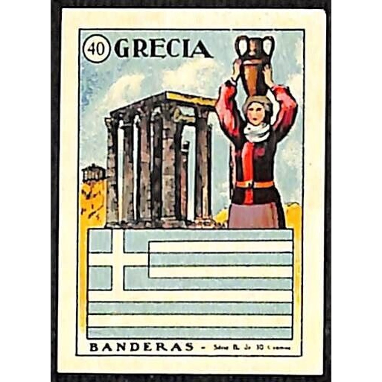 Greece / Grecia Country Banderas / Flag Matchbox Label Series Vintage #40