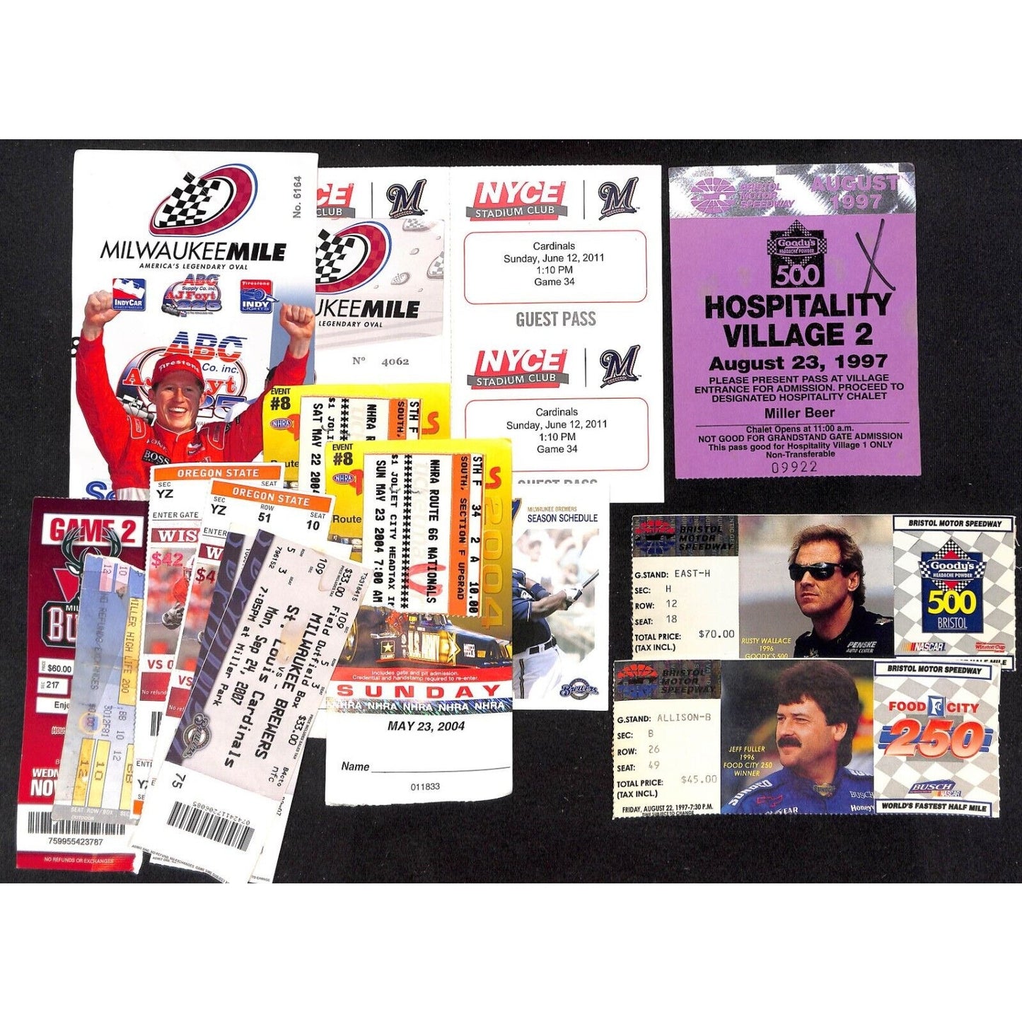 Group of 15 Mostly Milwaukee Area 1997-2011 Sports Events Tickets & Ephemera