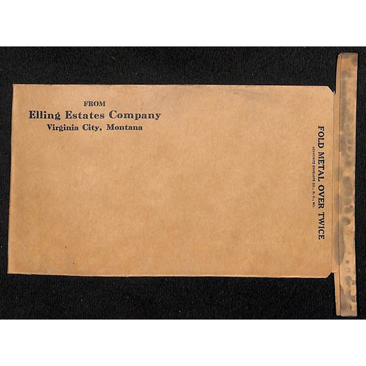 Virginia City, MT Elling* Estates Company c1920's-40's Berkowitz Envelope (#4)