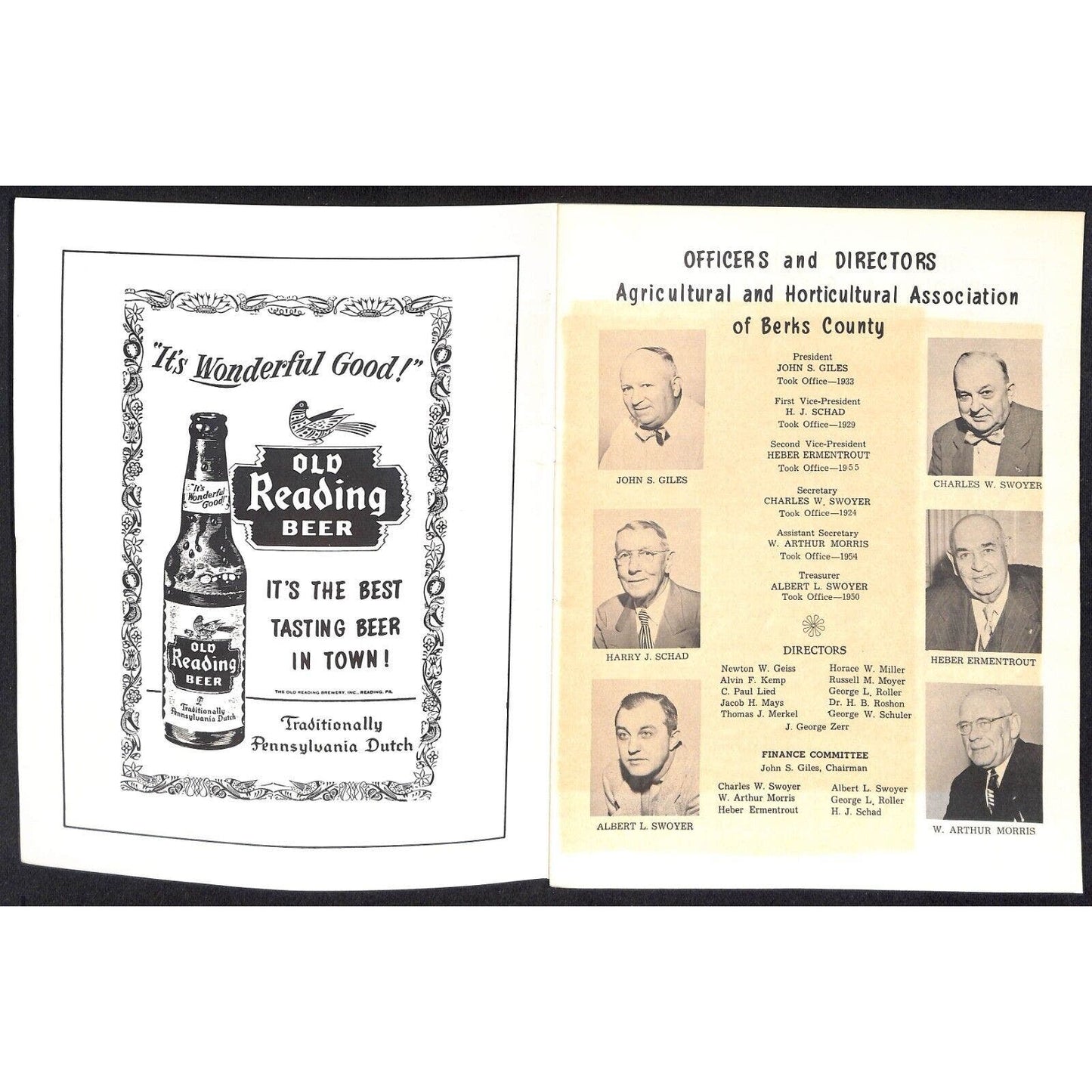 Reading Fair 1955 Program "Miss Reading Fair" Girls & Sunday Racing 16pp* VGC