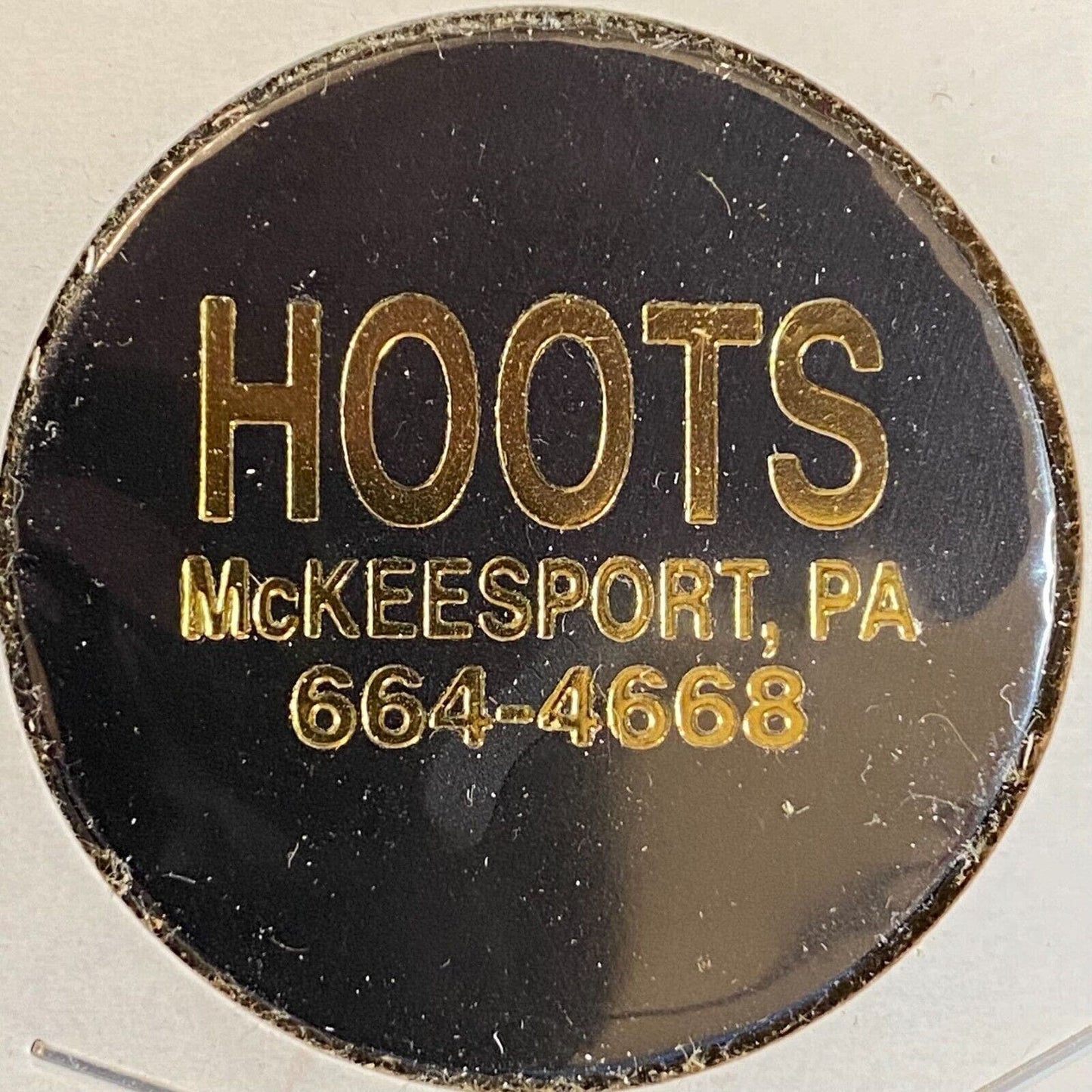McKeesport, PA Hoots c1990's Plastic Token - G/F One Top Shelf (Drink)