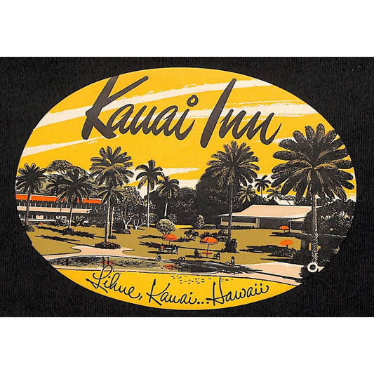 Kauai Inn Lihue, Kauai Hawaii Luggage Label Palm Trees Beach Pool Scarce NOS VGC