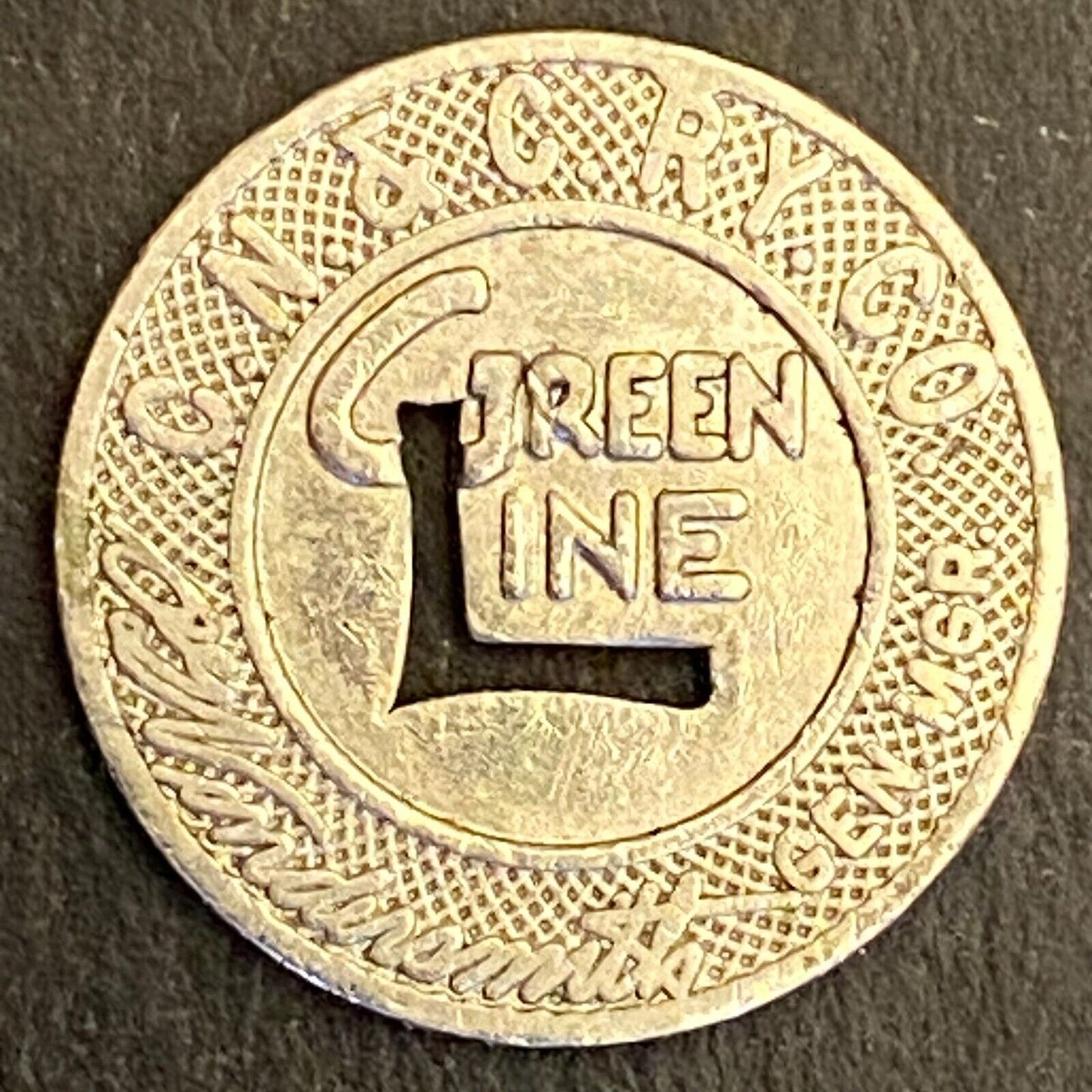 Green Line Transit Token Covington C.N. & C.T Transp. Co. G/F One Fare 16mm (#1)