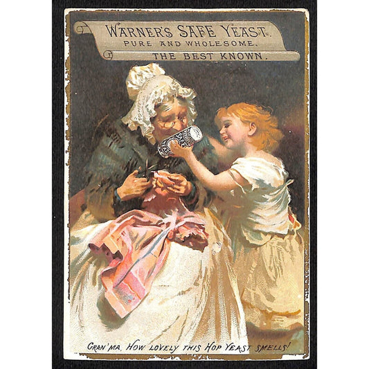 Warner's Safe Yeast Victorian Trade Card Grandmother w/ Child & Product