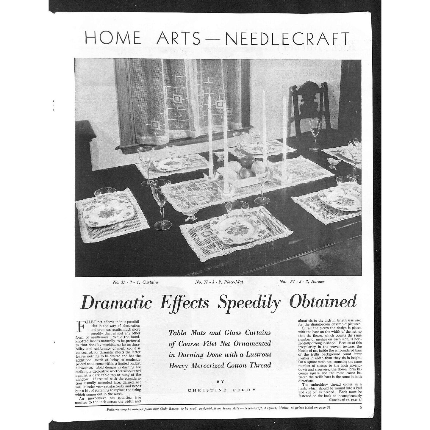 Home Arts Needlecraft Magazine March 1937 33pp Tons of Ads Good Condition