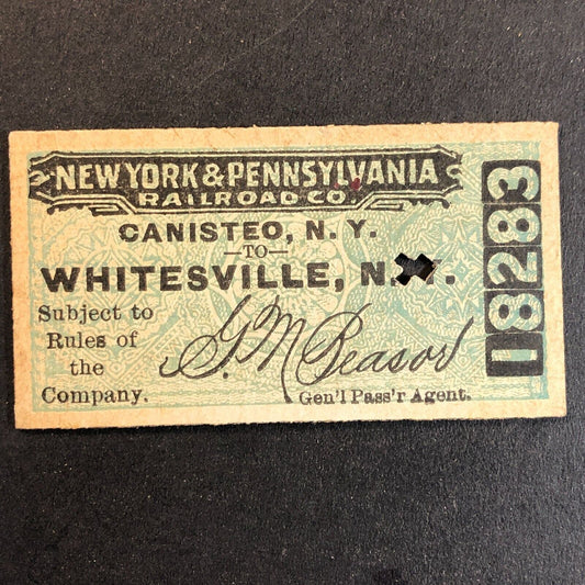New York & Pennsylvania Railroad July 26 1917 Whitesville, NY Ticket #18283