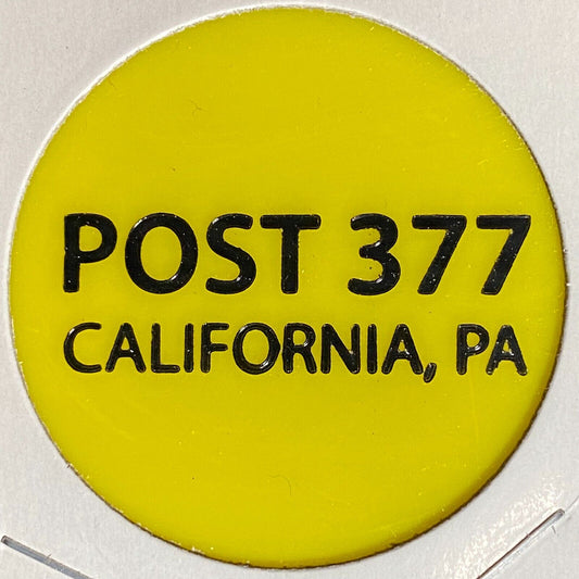 California, PA American Legion Post 377 Plastic Drink Token G/F "Whiskey"