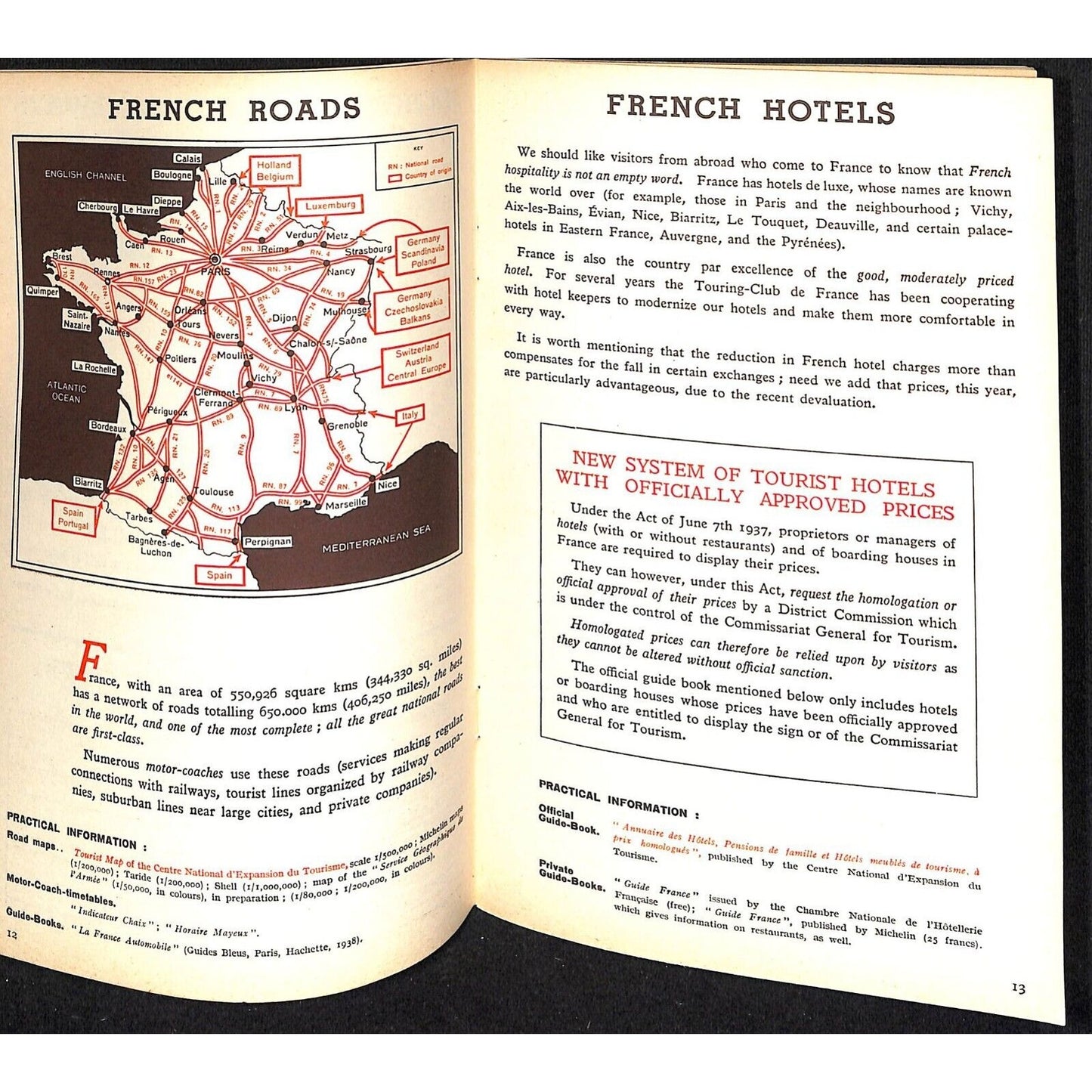 c1938 France Travel Brochure 31pp w/ Leonetto Cappiello Marianne Cover Art