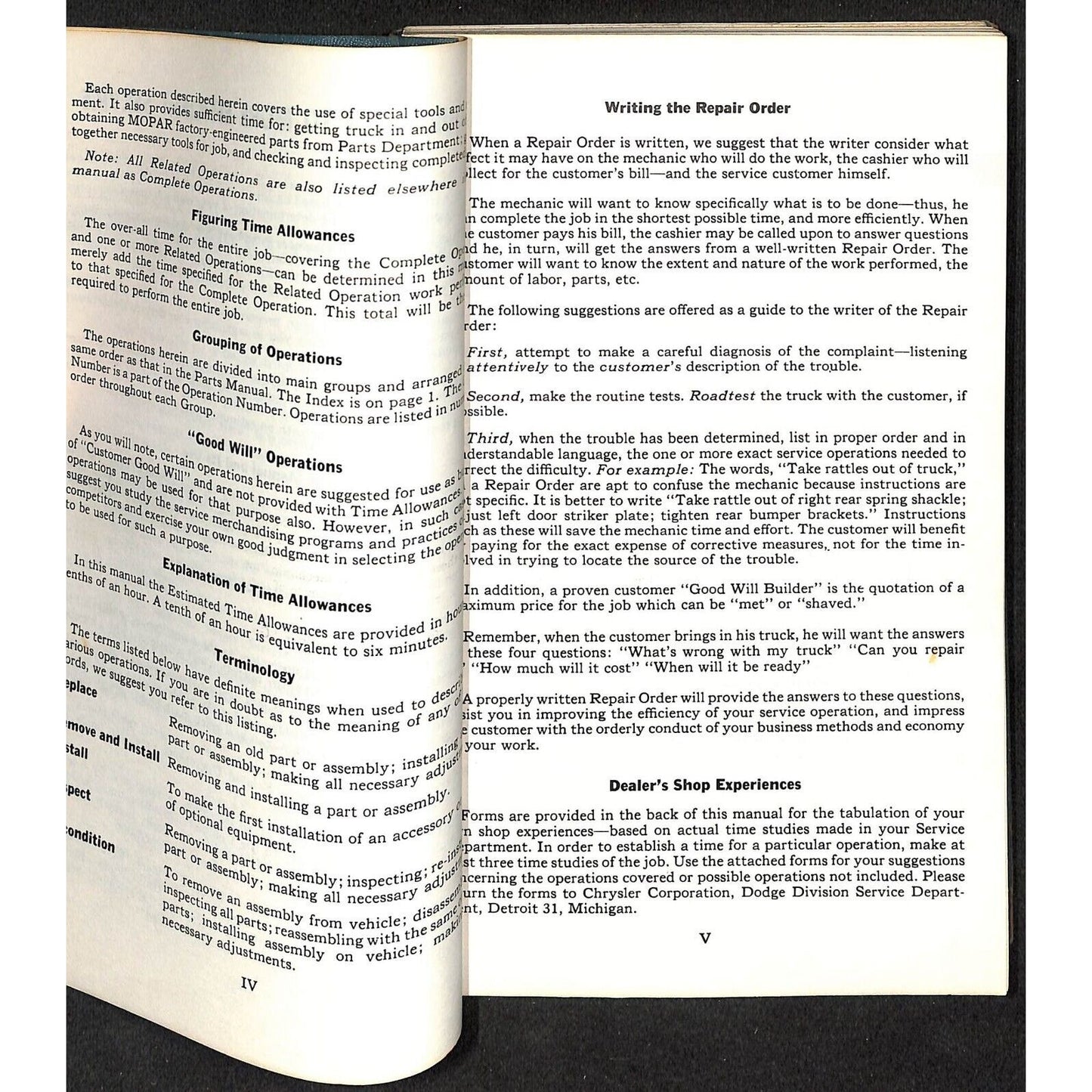 c1955 C Series 1-3 Dodge Trucks Service Operation Time Schedule Manual 100+pp VG