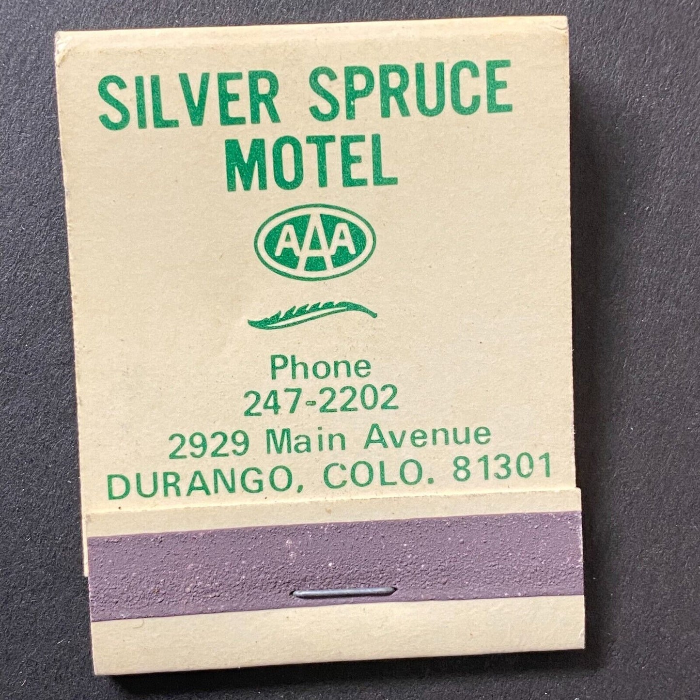 Silver Spruce Motel Durango, CO Full Matchbook Scarce AAA VGC c1965-74