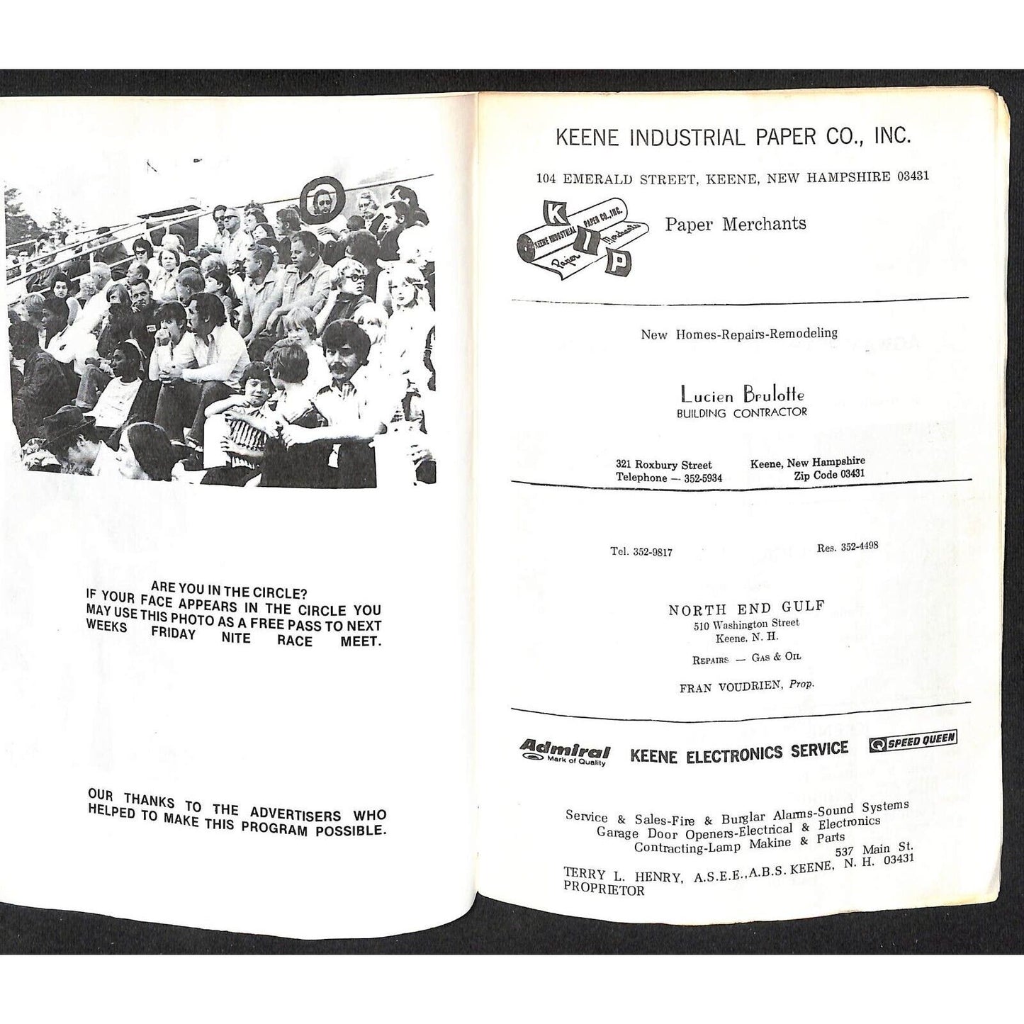 Monadnock Speedway Auto Racing Program Winchester, NH 8/17 1973 14pp* Scarce