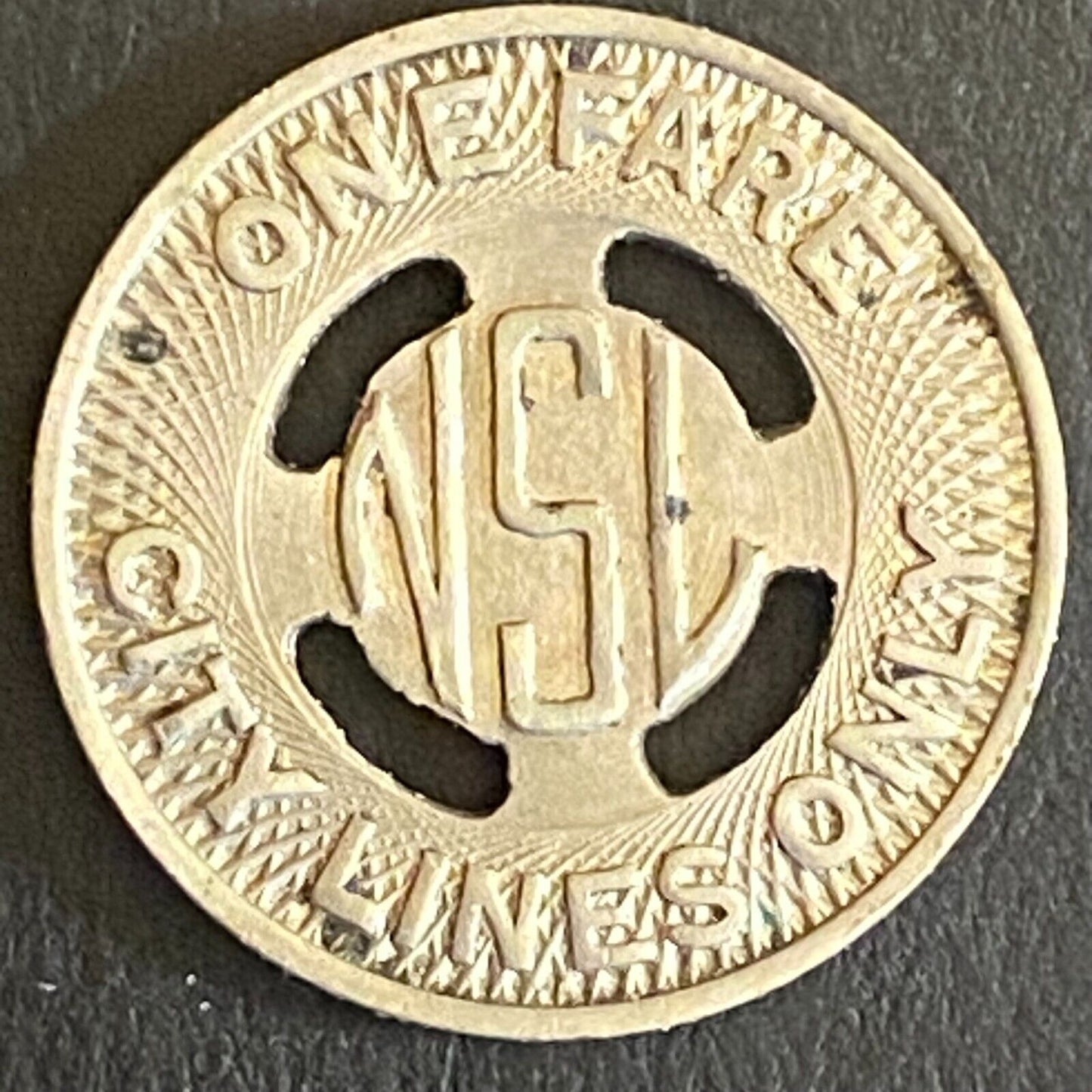 C.N.S. & M.R.R. Co. Waukegan, ILL G/F One Fare City Lines Transit Token - 16mm