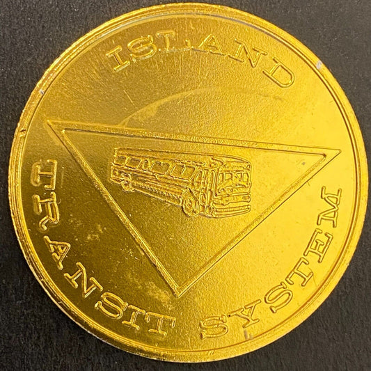 Island Transit System (Jones Beach) c1968-70's Alum Gold Bus Transit Token 38mm