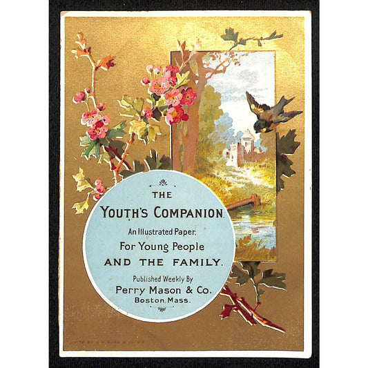 Youth's Companion Paper Boston, MA Victorian Trade Card Gilt Background