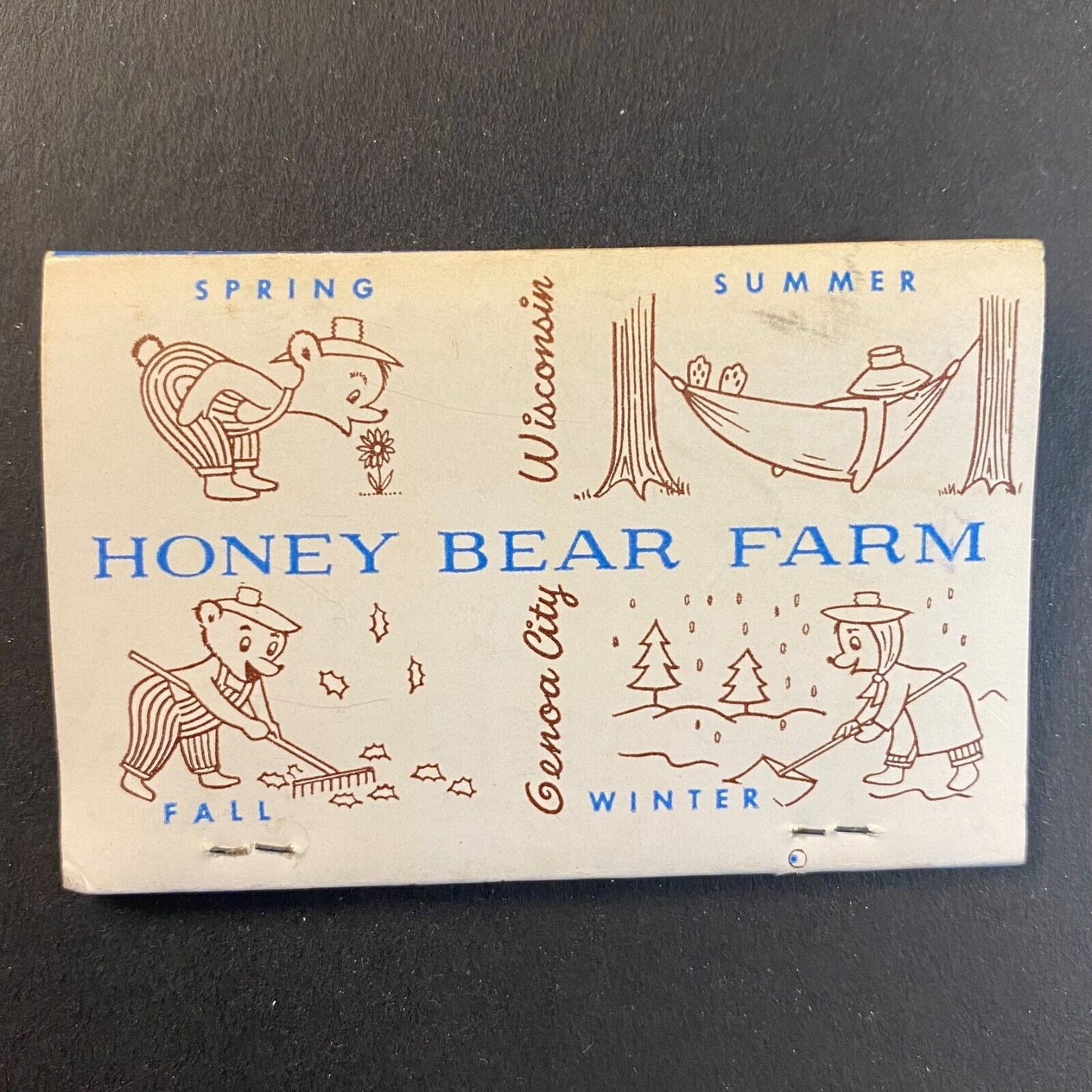 Honey Bear Farm Genoa City, WI c1951-73 Full 40-stk Matchbook VGC Scarce