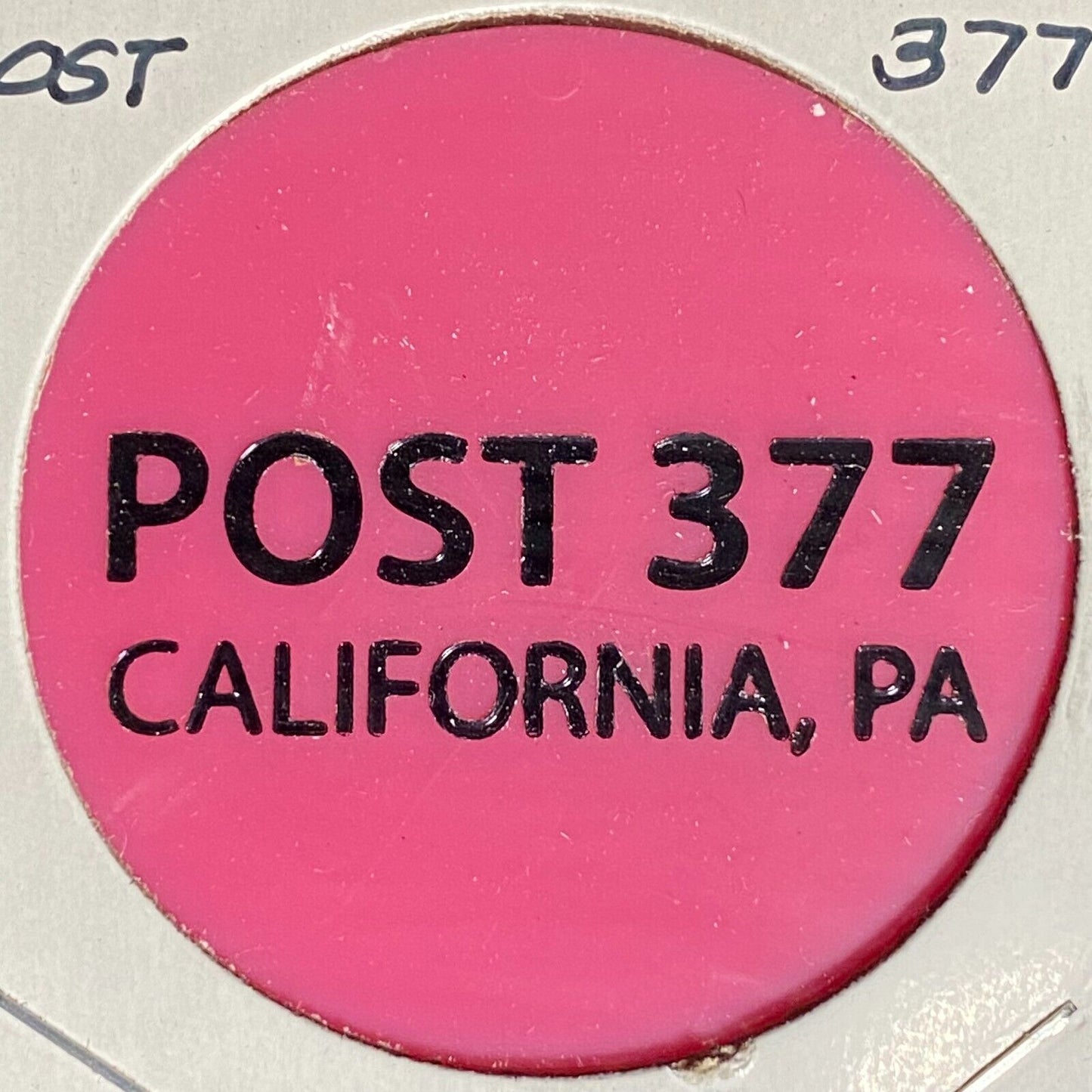 California, PA American Legion Post 377 Plastic Drink Token G/F "Draft Beer"