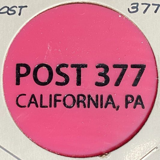 California, PA American Legion Post 377 Plastic Drink Token G/F "Draft Beer"