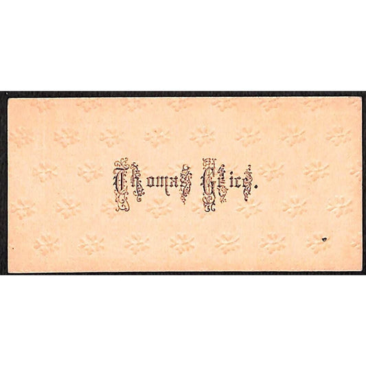 "Thomas Grice ?" Victorian Calling Greeting Card - Embossed Pattern