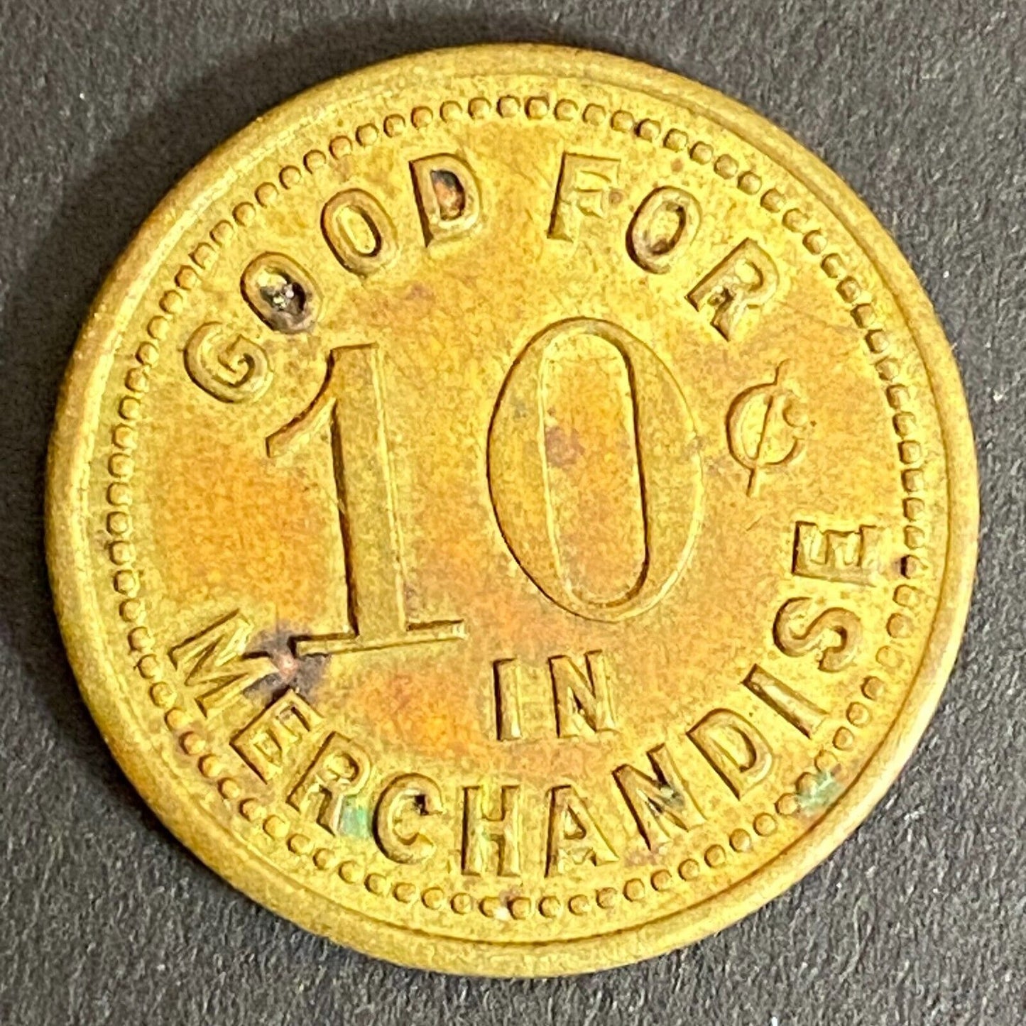 Charles Stratig Candy Store Duluth Hibbing c1921-30's G/F 10¢ Token 23mm (#1)