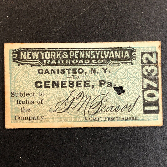 New York & Pennsylvania Railroad July 11 1917 Genesee, PA Ticket #10732