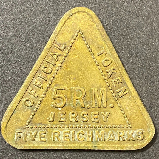 Five Reichmarks 5 R.M. Jersey "Official Token" FANTASY Uniface 38x41mm Scarce