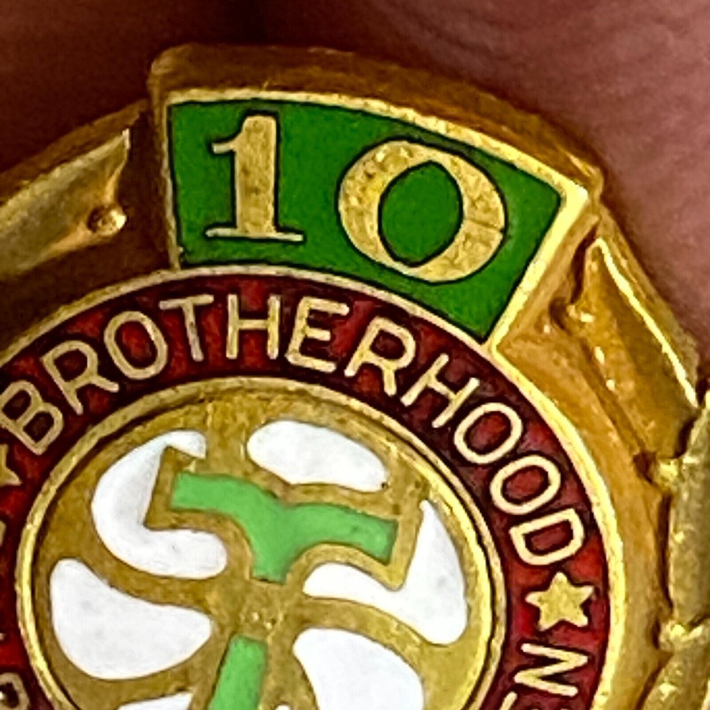Brotherhood Railroad Trainmen 10 Years Award Color Enamel Lapel Pin 16mm