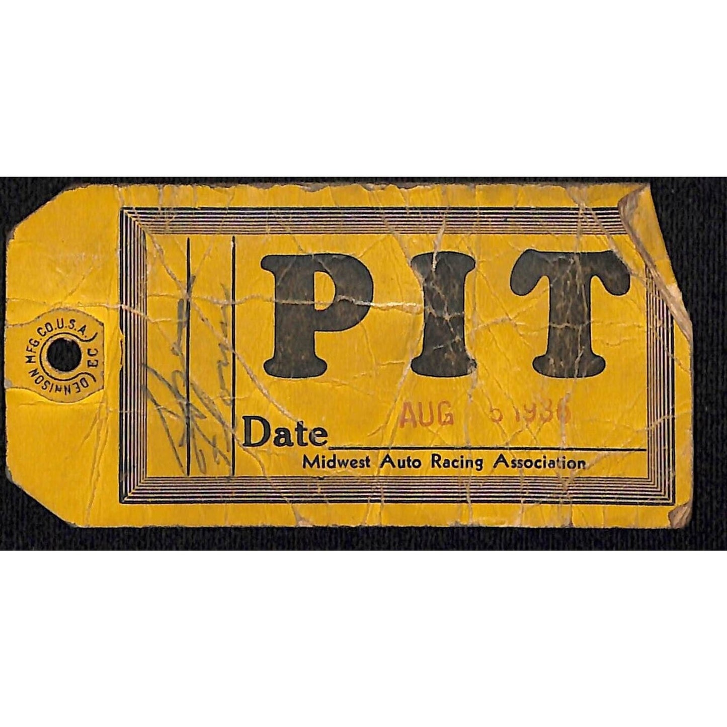 1936 Midwest Auto Racing Association (Riverview ?) Aug 5 Pit Pass - Scarce