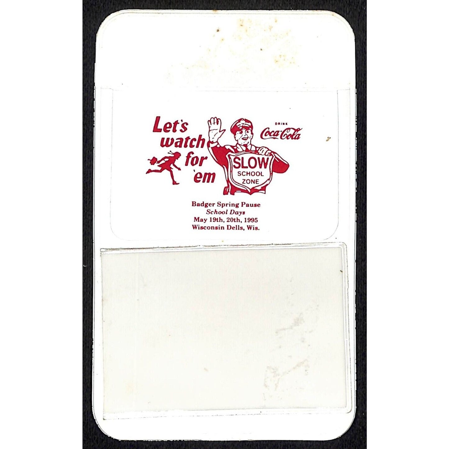 Vintage Plastic Pocket Protector - Coca-Cola School Driving Safety VGC Wisconsin