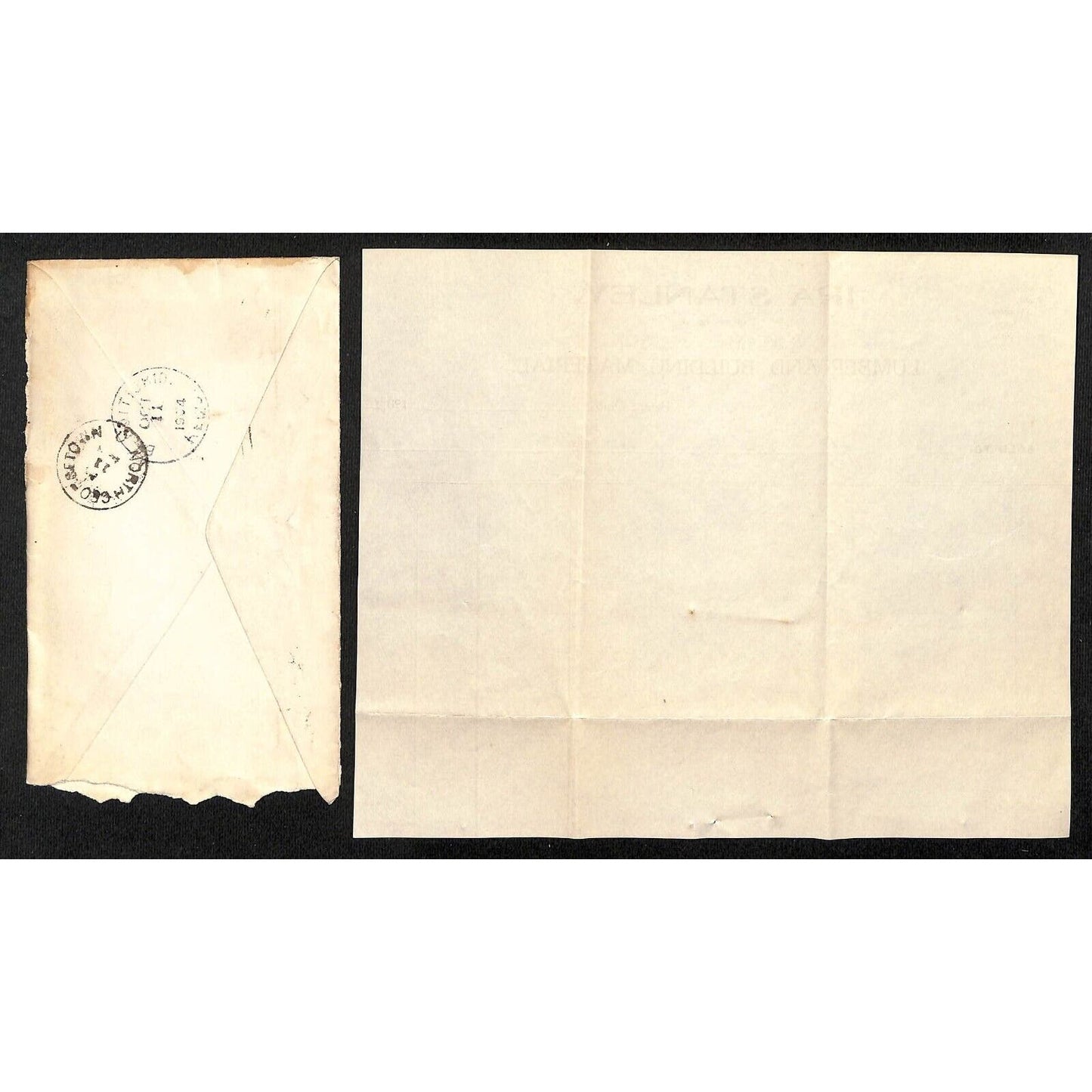 Ira Stanley Lumber Beloit Samuel Wang Co* North Georgetown 1904 Billhead & Cover